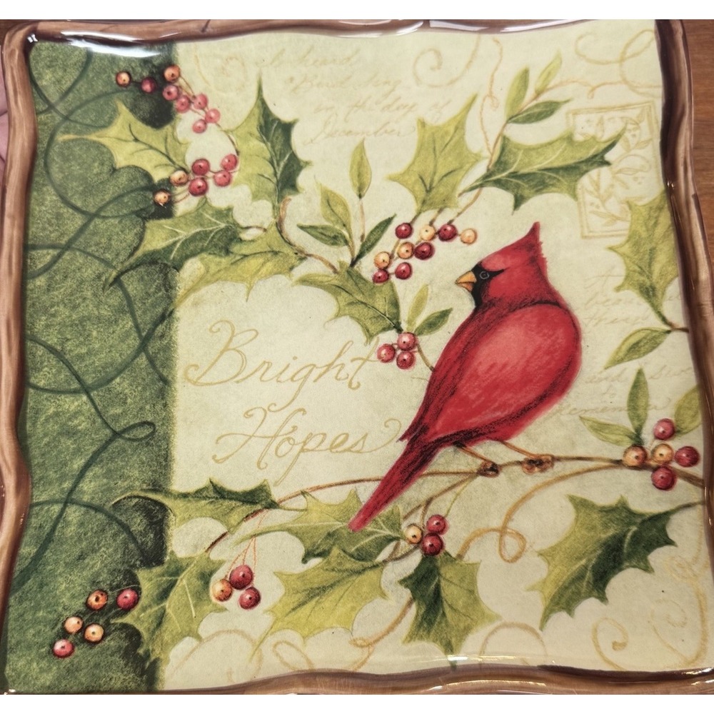 Certified International Susan Winget WINTER‎ WONDER  Salad Plate, Cardinals xmas